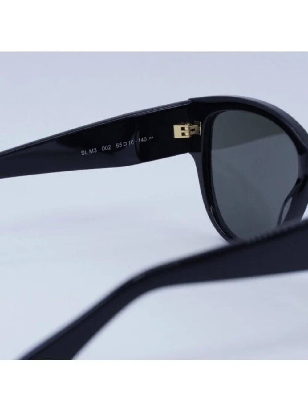 Saint Laurent SLM3 002 Sunglasses Black Cat Eye Frame, Grey Lenses